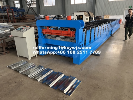 Hydraulische 11 11 5.5KW Motorische Bodendeck Rollformmaschine 8-12m/min Geschwindigkeit mit PLC-Steuerungssystem