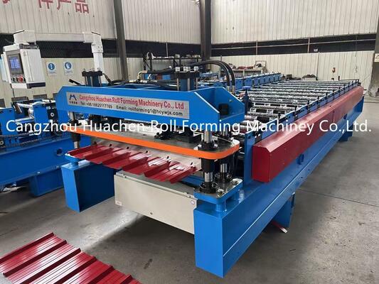 Hydraulische Motorsteuerung Dachplattenrollenformmaschine mit 12 Stationen für 0,3-0,6 mm Materialdicke