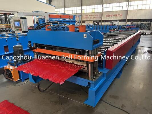 4 KW Hydraulic Cutter Glasfliesen Rollformmaschine mit 1200 mm Spulenbreite und 12 Stationen Roller
