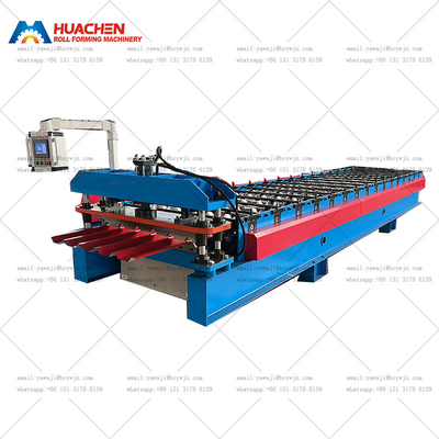 Verzinkte Stahl-Metall-Rollende-Dachplatten-Fliesen-Herstellungsmaschine Trapez-Dachrollenformmaschine