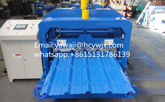 Dauerhafte Kettenantrieb Trapezfarbene Glasdachfliesen Rollformmaschine mit 70 mm Schachtdurchmesser