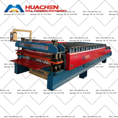 0.3-0.6mm Materialdicke Doppeldeck-Rollformmaschine mit 45-Stahl-Auslöschen und Plattieren