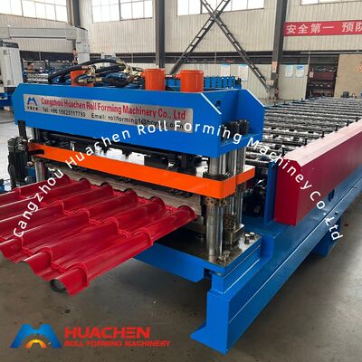 1200mm Materialbreite 18 Rollen Glasfliesen Rollenformmaschine mit 5,5KW Leistung für PPGI/GI Dachfliesen