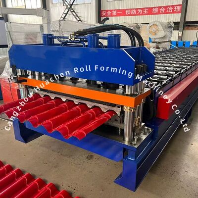 1220 mm Breite Panel Glasfliesen Roll Formierung Maschine mit 18 Stationen Roller und Kettenantrieb für Stahlbau