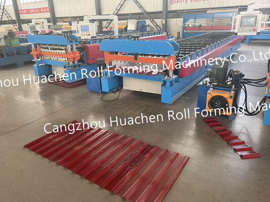 Export-Standard-Stahlplatten-Dachfliesen- und Wandplatten-Rollformmaschine