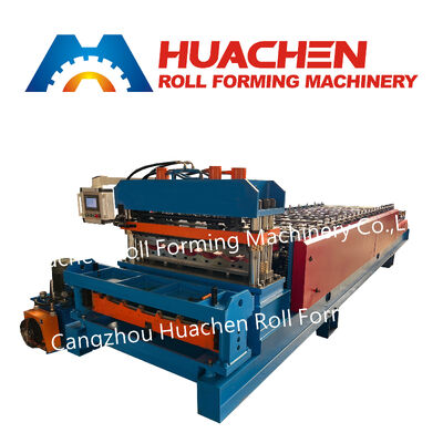 Farbige Wellenteile Glasplatten Metalldachprofil Zink Stahlblechmachmaschine Doppelschicht-Dachrollenformmaschine