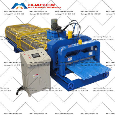 Dauerhafte Kettenantrieb Trapezfarbene Glasdachfliesen Rollformmaschine mit 70 mm Schachtdurchmesser