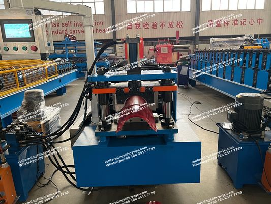 Automatische Ridge Cap Roll Forming Machine, Dachfliesenherstellungsmaschine Hydraulisches Schneiden
