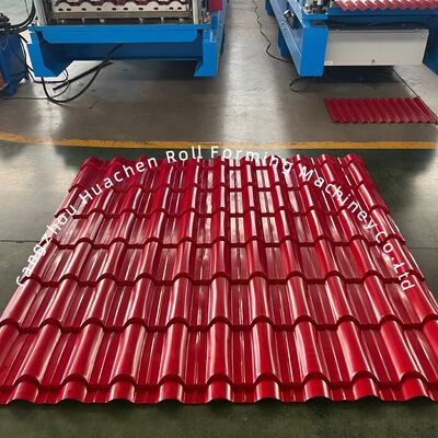 1200mm Materialbreite 18 Rollen Glasfliesen Rollenformmaschine mit 5,5KW Leistung für PPGI/GI Dachfliesen