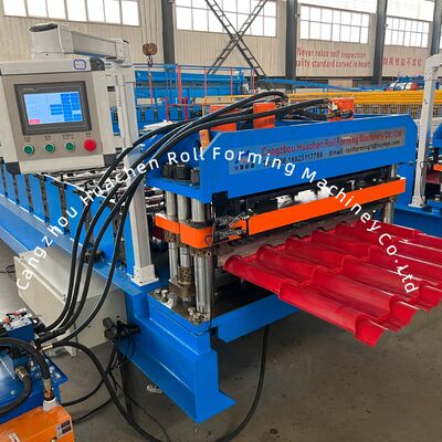 1200mm Materialbreite 18 Rollen Glasfliesen Rollenformmaschine mit 5,5KW Leistung für PPGI/GI Dachfliesen